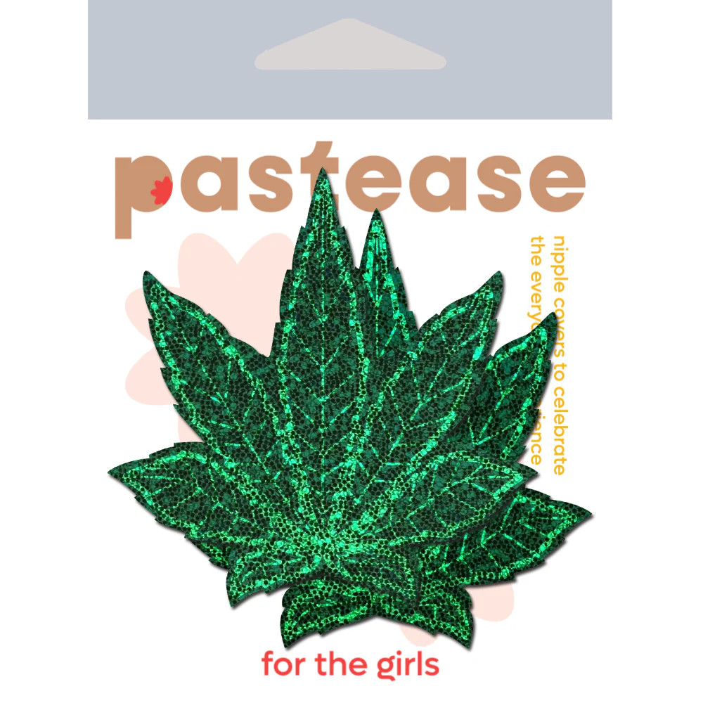 Glitter Green Leaf Nipple Pasties